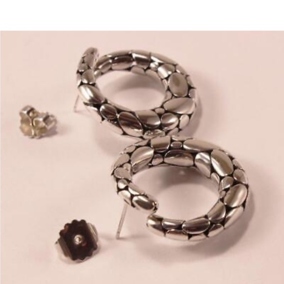 John Hardy Cali Pebble Bypass Hoop 924 Sterling silver Earrings - Picture 5 of 7